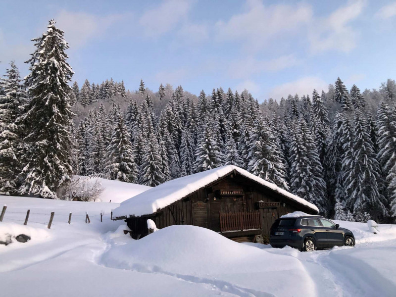 Chalet exterieur hiver
