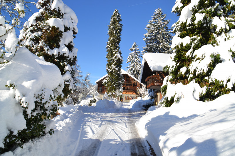 Montée du chalet en hiver